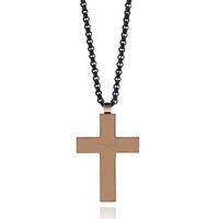 Unique Mens Rose PVD Cross and Black IP Chain Pendant AN-64/50CM