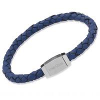 Unique Stainless Steel 21cm Blue Leather Magnetic Bracelet B144BLUE-21CM