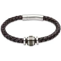 Unique Stainless Steel Antique Black Leather Bracelet B245ABL/21CM