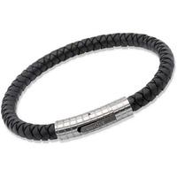 unique stainless steel 21cm black leather bracelet b172bl 21cm