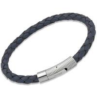 unique stainless steel blue leather bracelet b174blue