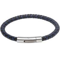 Unique Stainless Steel Black Blue Leather Bracelet B284BL/21CM