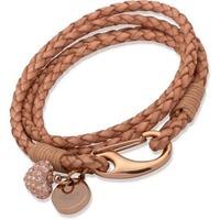 Unique RGP Natural Leather Crystal Heart Bracelet B156NA-19CM