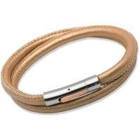 unique stainless steel 19cm beige leather bracelet b162bg 19cm