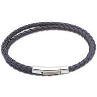 Unique Stainless Steel Black and Blue Double Leather 21cm Bracelet B317BL/21CM