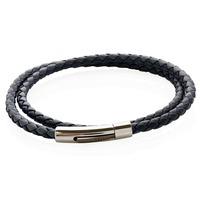 unique mens blue and grey double leather 21cm bracelet bracelet b317bl ...