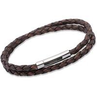 unique stainless steel 21cm brown leather bracelet b171adb 21cm