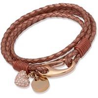 unique rose gold plated 19cm copper leather crystal heart bracelet b15 ...