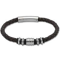 unique stainless steel brown leather bracelet b204db