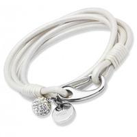 unique stainless steel pearl leather disc crystal ball bracelet b152pe ...