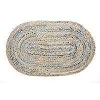 Upcycled Oval Rag Rug - Blue