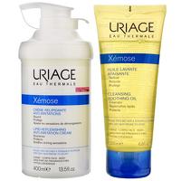 Uriage Eau Thermale Xemose Creme Lipid: Replenishing Anti-Irritation Cream 400ml and Free Cleansing Soothing Oil 200ml