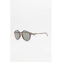 Urban Outfitters Plastic Aviator Metal Bridge Sunglasses, BROWN