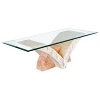 uranie stone coffee table in clear glass top