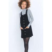 urban outfitters button down corduroy pinafore dress black