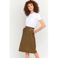 Urban Outfitters Faux-Leather Longline Skirt, KHAKI