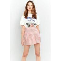 Urban Outfitters Gingham Asymmetrical Ruffle Skirt, RED