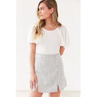 Urban Outfitters Kendric Notch Hem Linen Skirt, WHITE