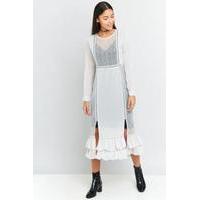 Urban Outfitters Mixed Grey Lace Midi Dress, LIGHT GREY