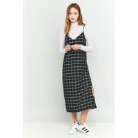 Urban Outfitters Black Checked Midi Slip Dress, BLACK