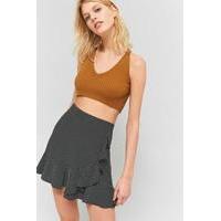 urban outfitters polka dot ruffle hem flippy skirt black