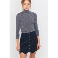 Urban Outfitters Scallop-Edge Navy Corduroy A-Line Skirt, NAVY