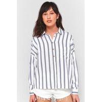 urban outfitters double stripe button down shirt blue