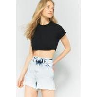 Urban Outfitters Rolled Sleeve Cropped T-Shirt, BLACK