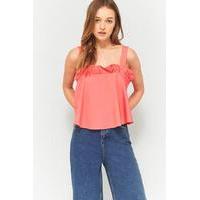 urban outfitters poplin ruffle neck cami pink