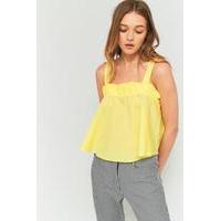 Urban Outfitters Poplin Ruffle Neck Cami, YELLOW