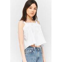 urban outfitters poplin ruffle neck cami white