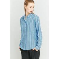 urban outfitters blue striped button down shirt blue