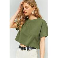 Urban Outfitters Washed Cropped T-Shirt, KHAKI