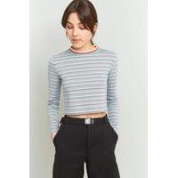 Urban Outfitters Tipped Striped Long Sleeve T-Shirt, BLUE