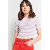 Urban Outfitters Tipped Striped Short Sleeve T-Shirt, LILAC