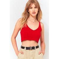 Urban Outfitters Chenille Cropped Cami, RED