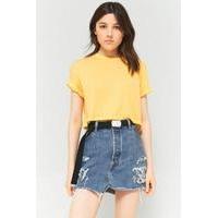 urban outfitters washed cropped t shirt dark yellow