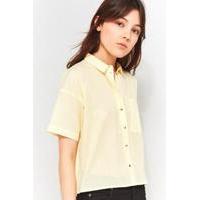 Urban Outfitters Cropped \'80s Pastel Stripe Shirt, YELLOW