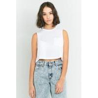 Urban Outfitters Pocket Cropped Tank Top, WHITE