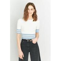 urban outfitters striped hem crop top sky