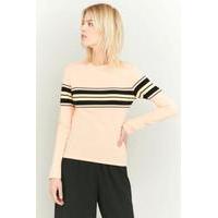 Urban Outfitters Pink Placement Striped Long Sleeve T-shirt, PINK