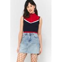 Urban Outfitters Sleeveless Zip-Up Tank Top, RED