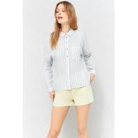 urban outfitters striped twill button down shirt sky