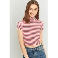 urban outfitters striped turtleneck cropped top red