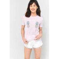 Urban Outfitters Pineapple Embroidered Graphic T-Shirt, PINK