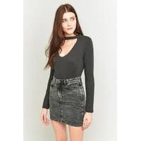 Urban Outfitters Long Sleeve Choker Top, BLACK