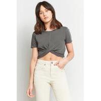 Urban Outfitters Twist-Hem Crop Top, BLACK