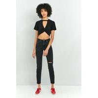 Urban Outfitters Twist-Front Choker T-Shirt, BLACK