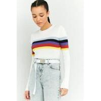 Urban Outfitters Rainbow Block Striped Jumper, CREAM