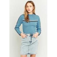 urban outfitters placement stripe blue turtleneck jumper blue